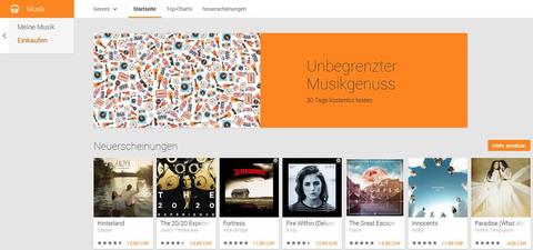 Google Play Music in der Schweiz verfügbar