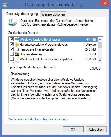 Windows 8 - Speicherplatz freischaufeln