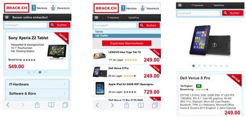 Brack.ch neu mit mobilem Shop