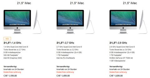 Neuer Einsteiger-iMac für 1199 Franken