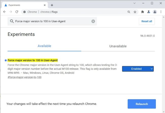 User-Agent-Test für Chrome-Version 100