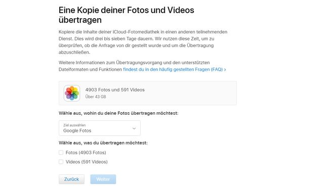 Apple bietet Foto-Transferservice von iCloud auf Google Fotos