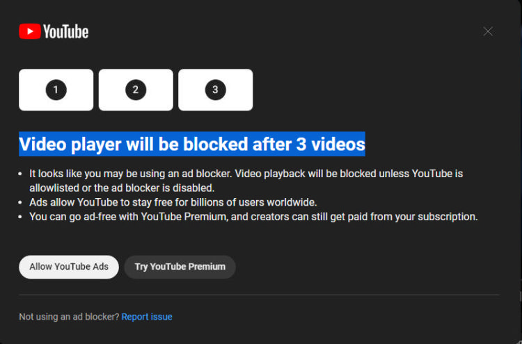Youtube blockiert Adblocker-User nach 3 Videos