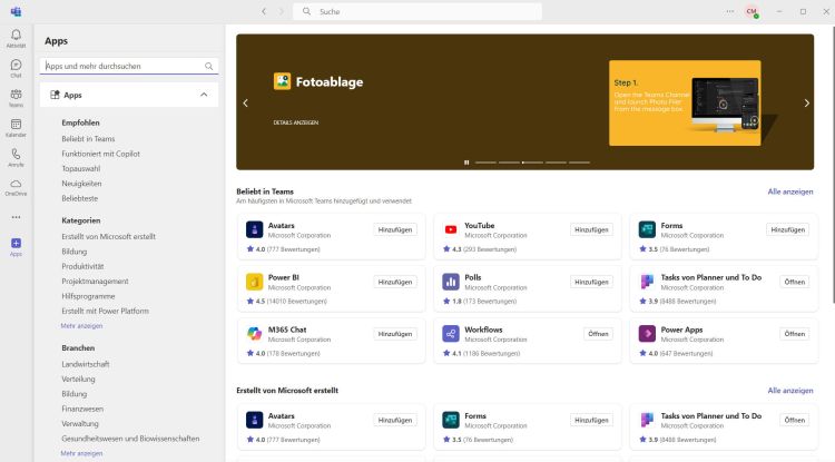 Microsoft Teams: Überarbeitetes Admin-Center und bessere App-Store-Suche