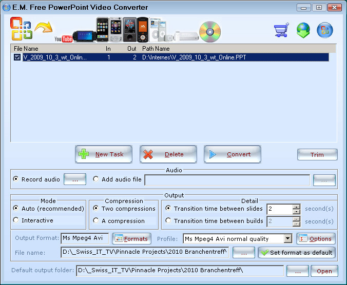 E.M. Free PowerPoint Video Converter