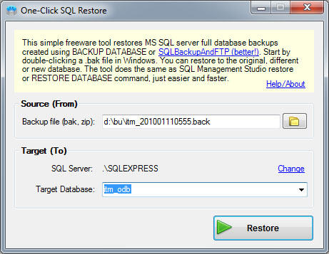 One-Click SQL Restore