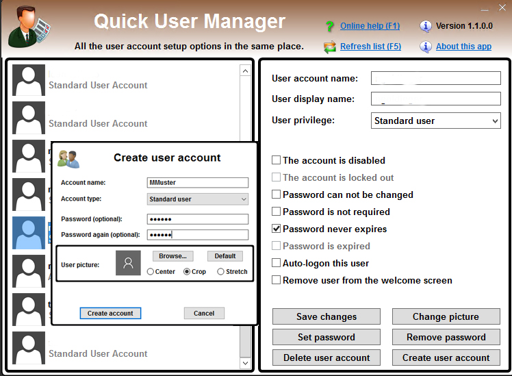 Quick User Manager