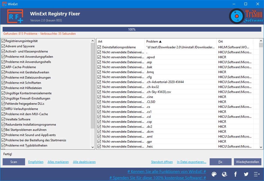 WinExt Registry Fixer