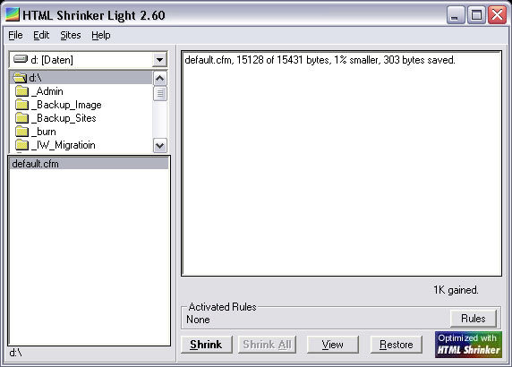 HTML Shrinker Light
