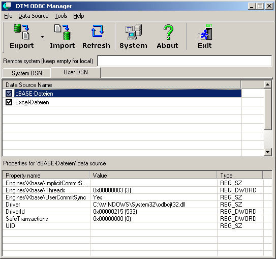 DTM ODBC Manager