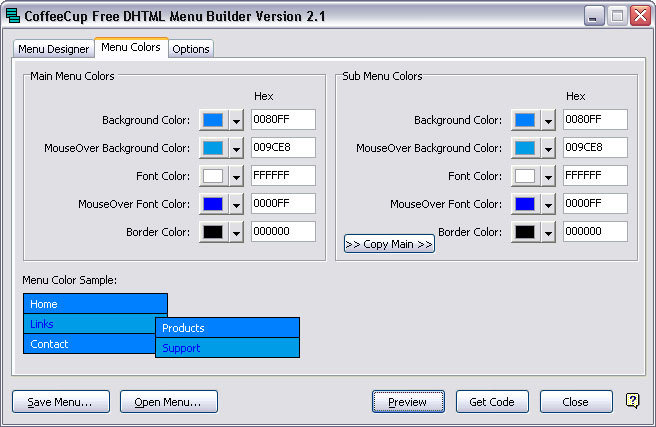 CoffeeCup Free DHTML Menu Builder