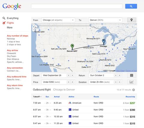 Google lanciert eigene Flugsuche