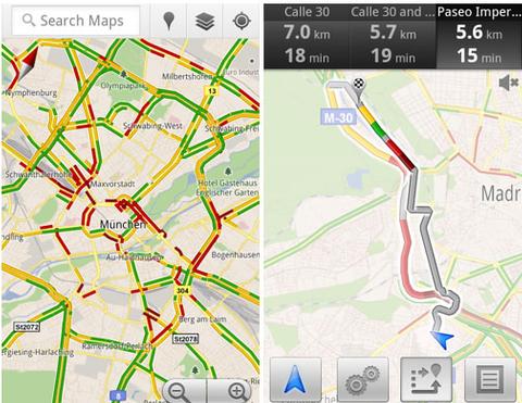 Google Maps neu mit Live-Verkehrsinfos