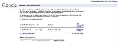 Google ermöglicht Blockieren von Websites weltweit