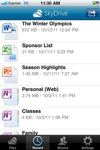 Skydrive für Windows Phone und iPhone