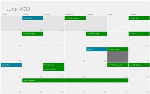 Schlichte Kalender-App für Windows 8 