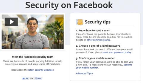 Facebook erteilt Sicherheitsratschläge und bittet um Handy-Nummer