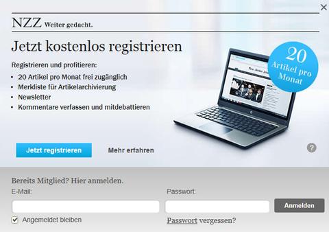 NZZ Online wird kostenpflichtig