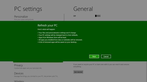 Windows 8 bringt neue Refresh- und Reset-Funktionen