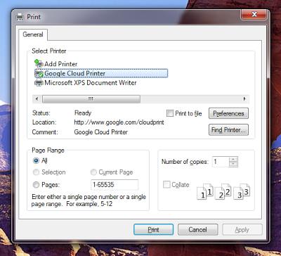 Google integriert Cloud Print in Windows