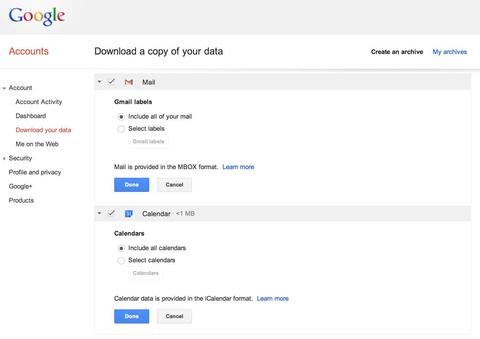 Backup-Funktion für Gmail-Daten