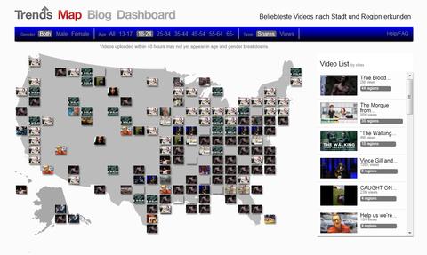 Youtube Trends Map zeigt Videonutzung in den USA