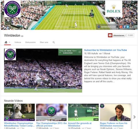 Youtube zeigt Wimbledon live