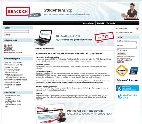 Brack.ch eröffnet neuen Studenten-Shop