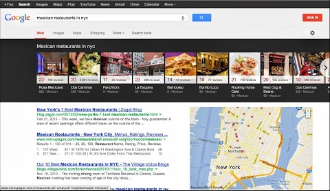 Google motzt Seite mit Suchergebnissen auf