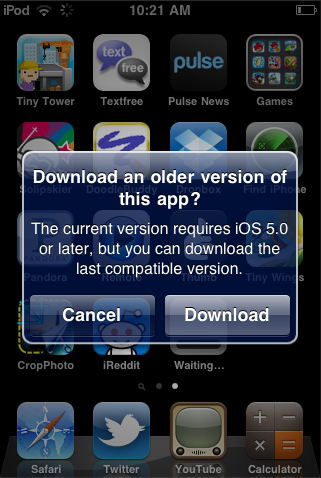 Kompatibilitäts-Hinweis für ältere iOS-Geräte