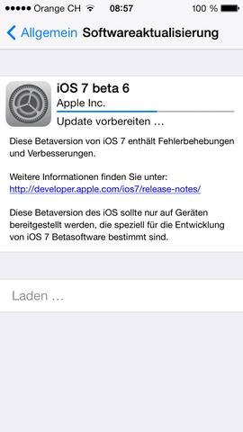 Apple veröffentlicht sechste Vorabversion von iOS 7