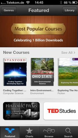 iTunes U: Über eine Milliarde Bildungsinhalte heruntergeladen