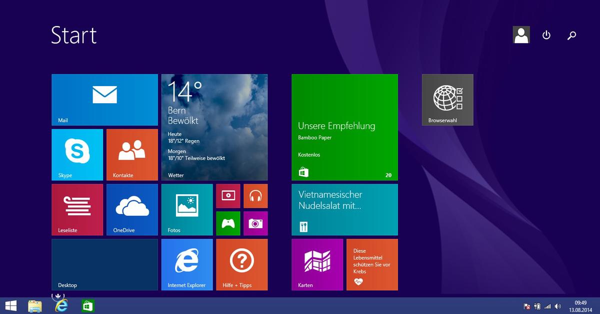 August-Update für Windows 8.1 bringt Taskbar auf die Kacheloberfläche