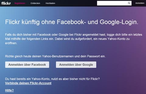 Flickr-Login nur noch mit Yahoo-Account möglich