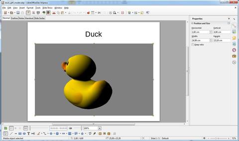 Libreoffice 4.3 erlaubt Integration von 3D-Modellen 
