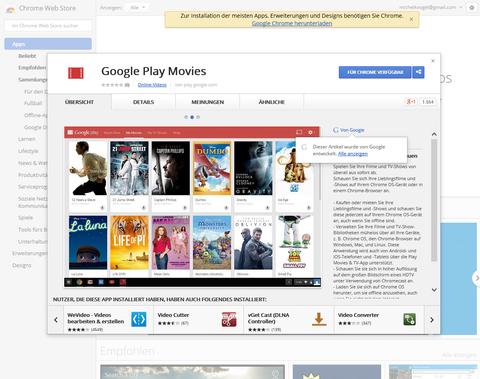 Chrome App für Google Play Movies