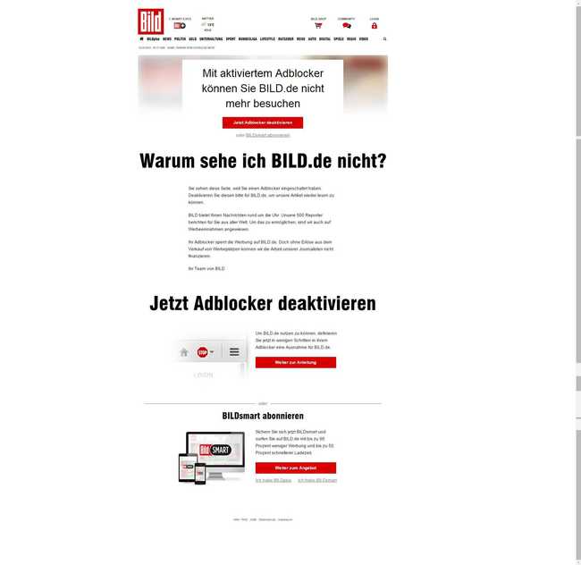 Adblocker: Weitere Verlage wollen 'Bild.de' folgen