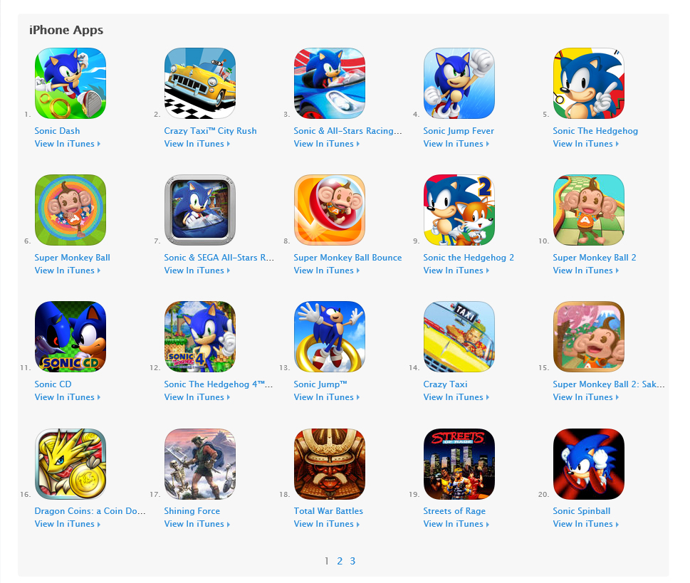 Sega nimmt Spiele aus App Stores