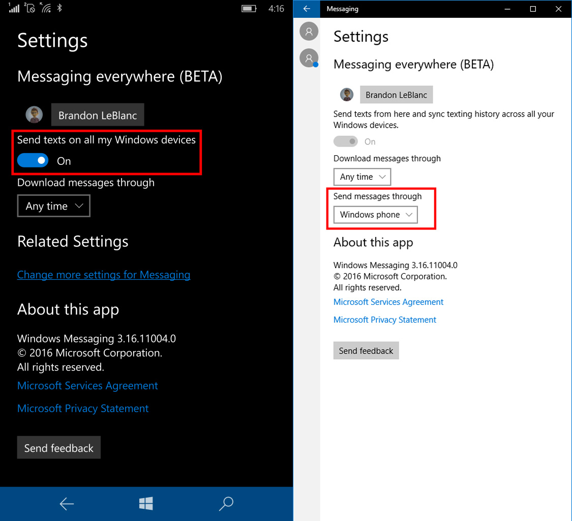 Windows 10 kann SMS auf dem PC empfangen
