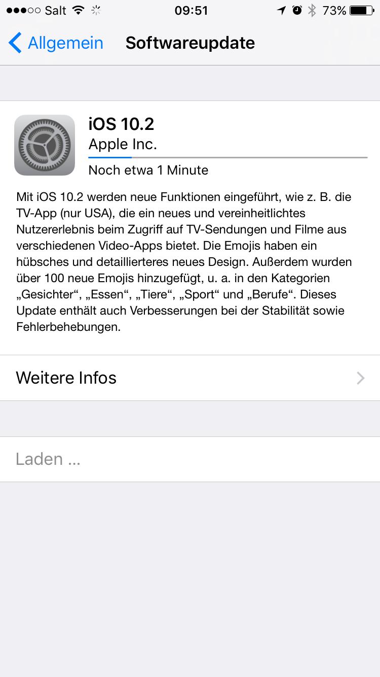 iOS 10.2 steht zur Installation bereit