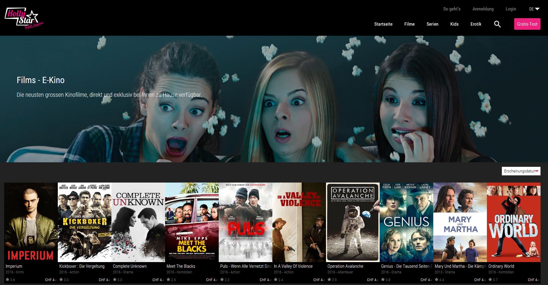 Hollystar bringt E-Kino in die Schweiz