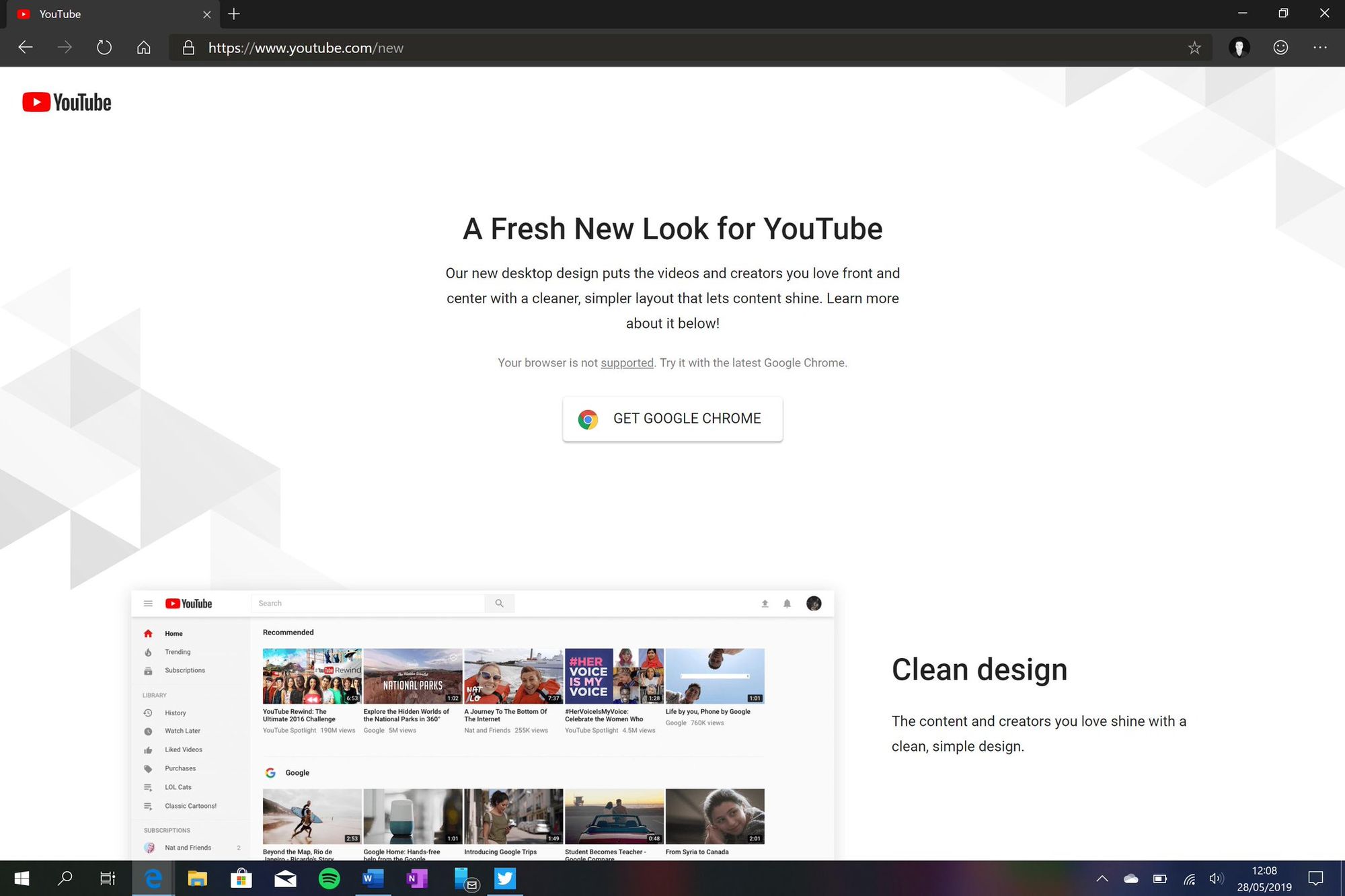 Neues Design von Youtube funktioniert nicht mit dem Edge Browser