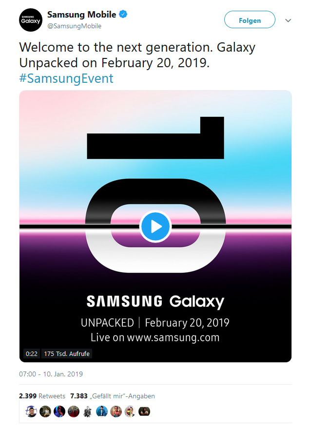 Galaxy S10 wird am 20. Februar vorgestellt