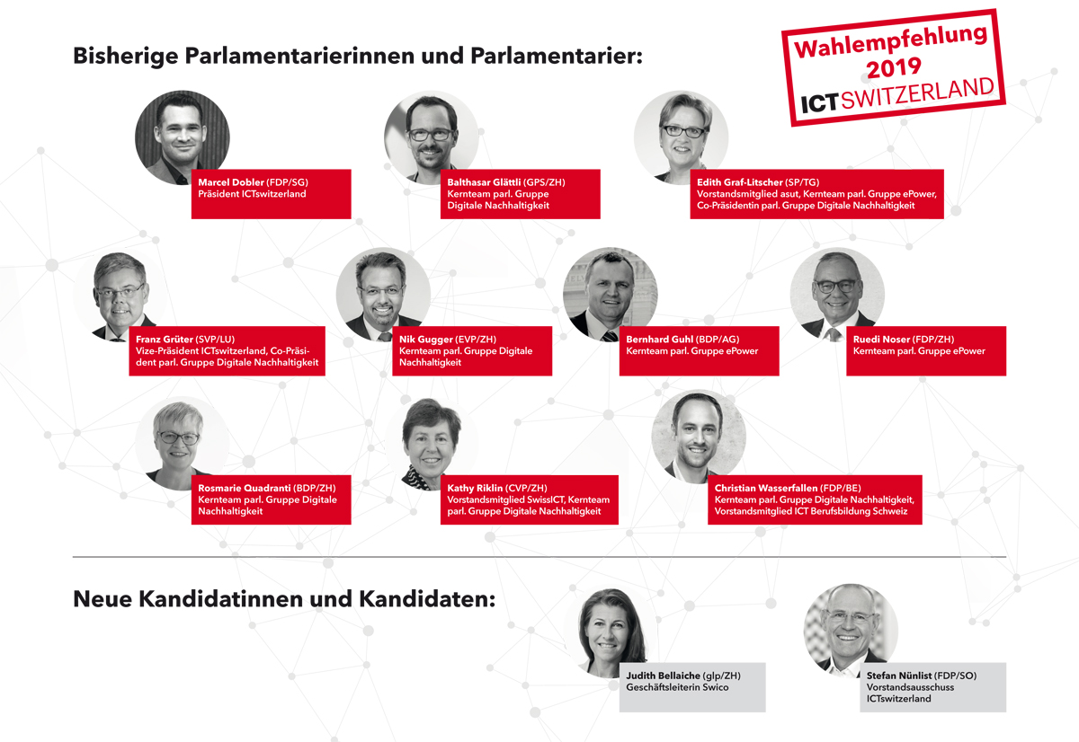 Wahlempfehlungen von ICTswitzerland für mehr ICT-Wissen im Parlament