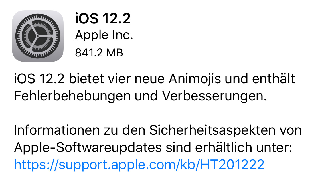 iOS 12.2 veröffentlicht