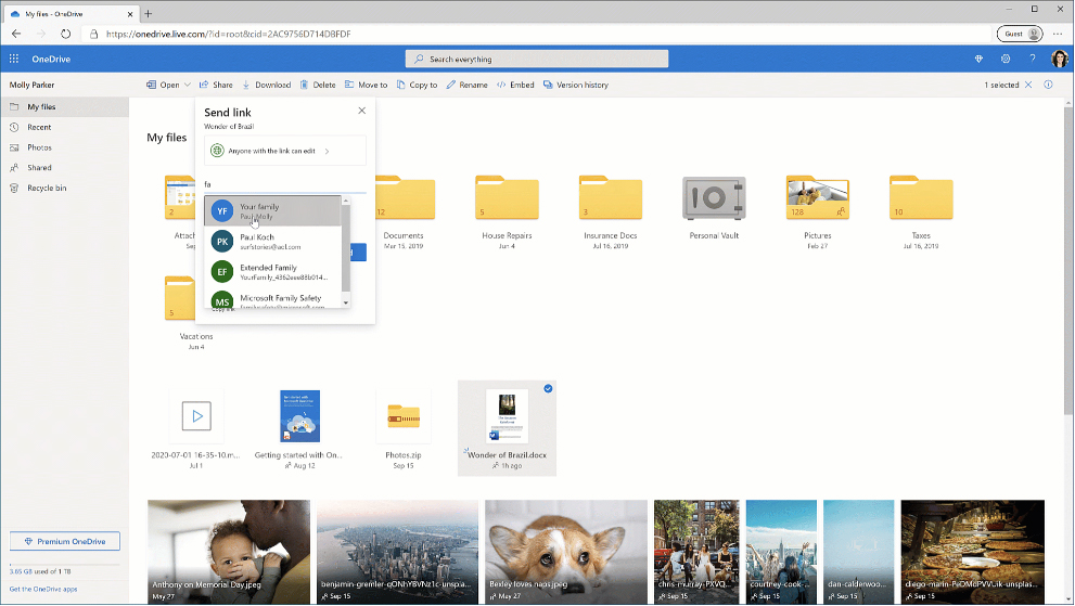 OneDrive vereinfacht das Teilen von Dateien