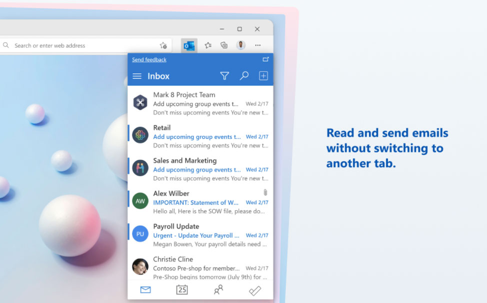 Outlook-Add-on und Share-Funktion für Edge-Browser