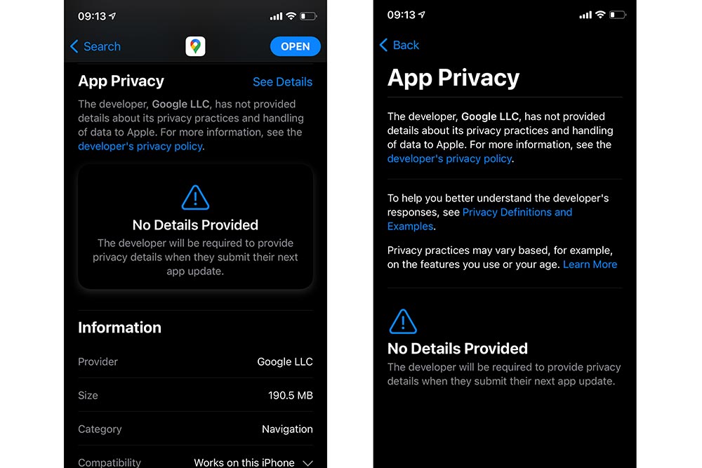 Google drückt sich um Privacy-Angaben in Apples App Store