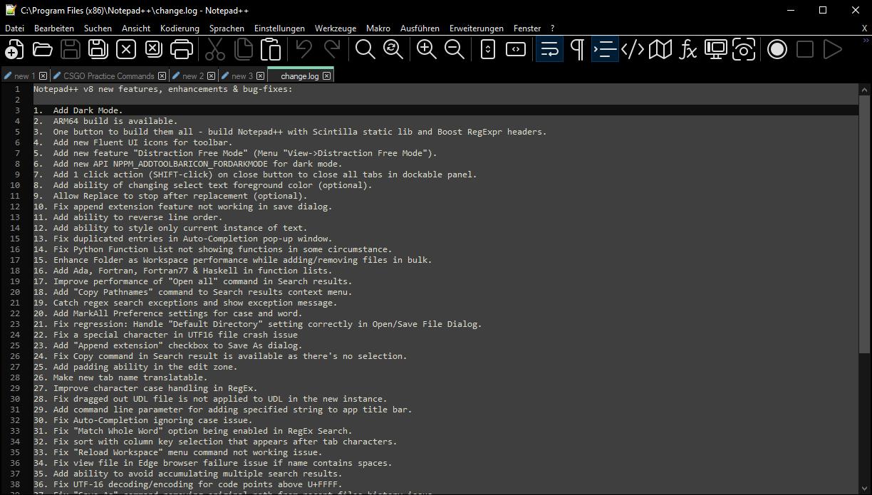 Notepad++ 8 mit Dark Mode und ARM64 Build