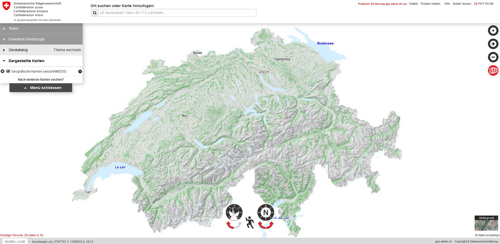 Digitale Swisstopo-Geodaten kostenlos nutzbar